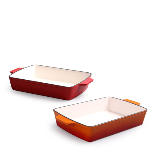5qt rectangular enameled cast iron frying skillet