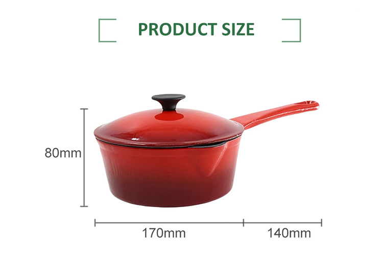 cast iron enamel covered saucepan