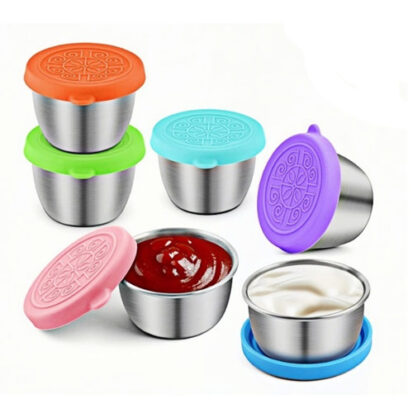 stainless steel small sauce jar with silicone lid