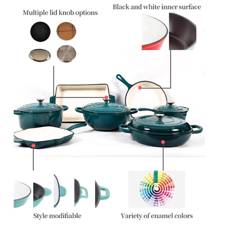 custom cast iron enameled pots and pans