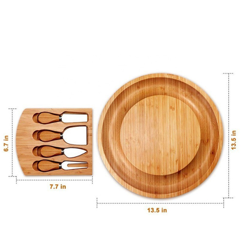 round bamboo cheese board set