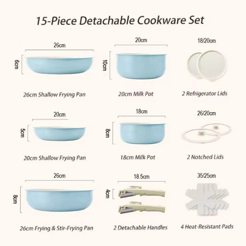 Cookware Set with Detachable Handles