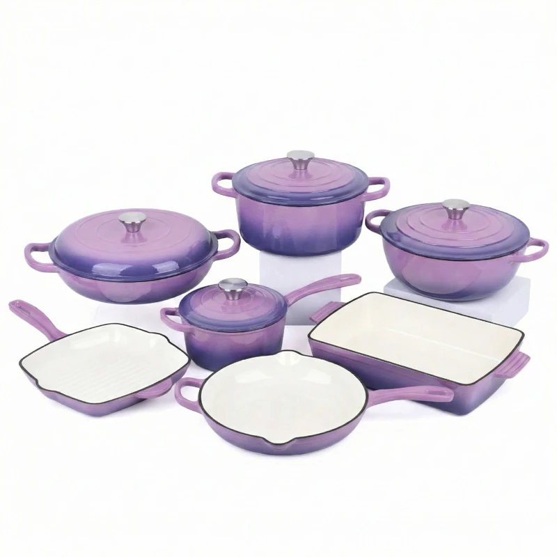 cast iron enamel pot set